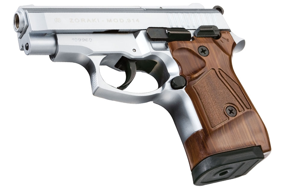ZORAKI 914 GAS & SIGNAL, BLANK PISTOL, MATTE CHROME - Lucky Hunter